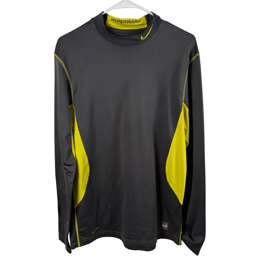 Nike Pro Combat Athletic Shirt Men's L Gray Hyperwarm Dri-Fit Long Sleeve